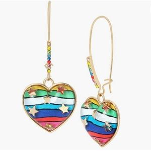 Betsey Johnson Heart Rainbow Earrings
